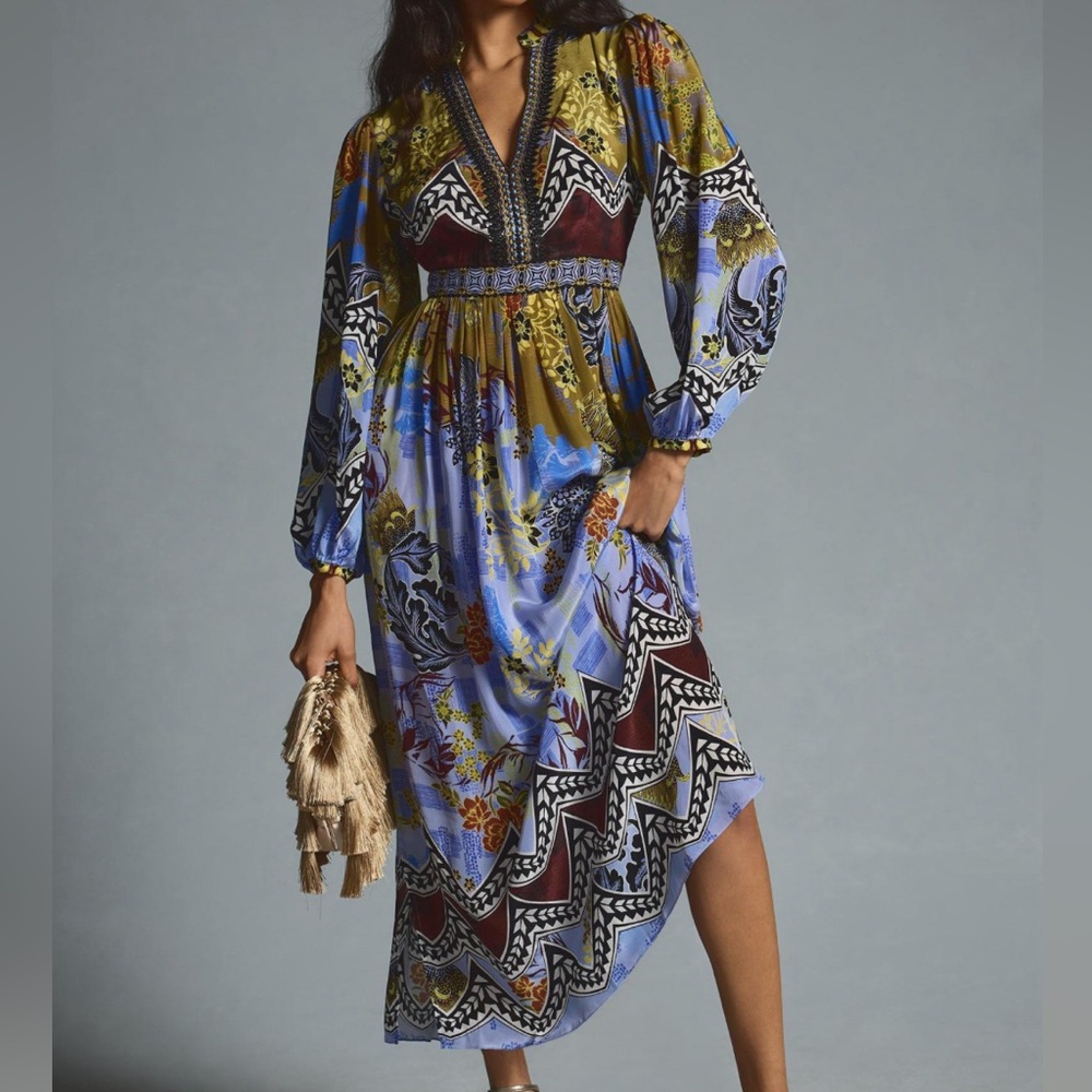 Anthropologie NWT Bhanuni by Jyoti Embellished Pattern Maxi Dress 26W $228 MSRP